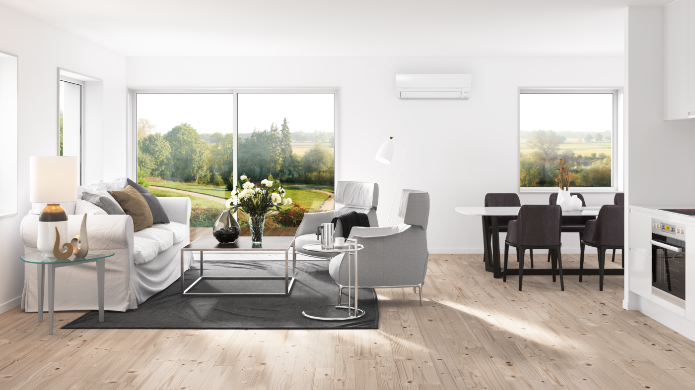Mitsubishi MSZ-FT livingroom sun miljøbillede- kinnan.dk